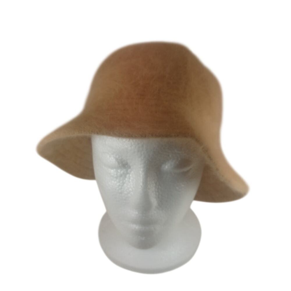 Vintage Disney RN 87429 Angora Blend Fuzzy Bucket Hat Tan 90s Y2K Streetwear